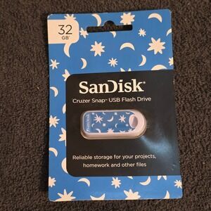 SanDisk Cruzer Snap 32GB USB Flash Drive Unisex Blue Celestial Star Moon SDCZ62